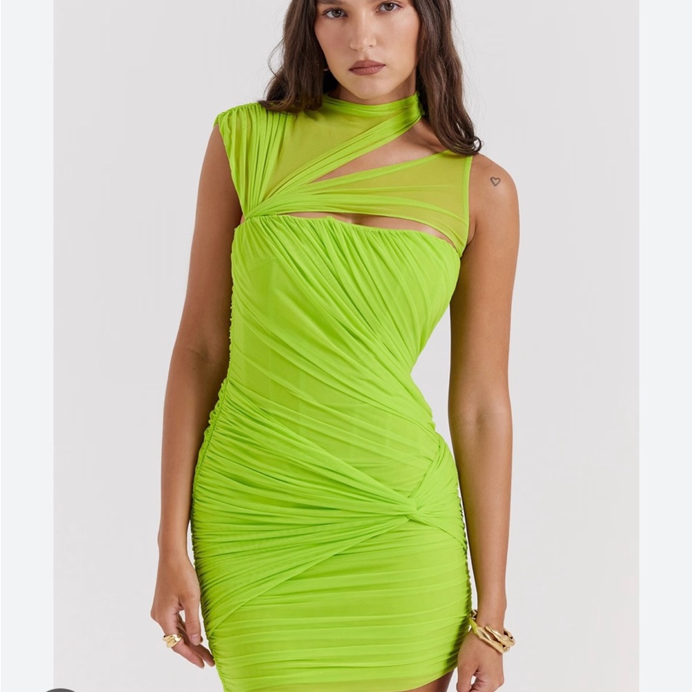 House of CB Adrie Dress, Brand New with Tags, Neon Green, Size Small